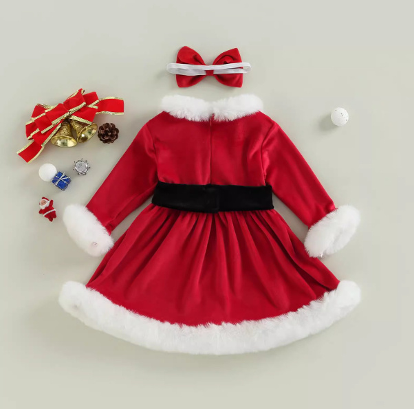 VESTIDO ROJO NAVIDEÑO PARA PRINCESAS. - Imagen 3