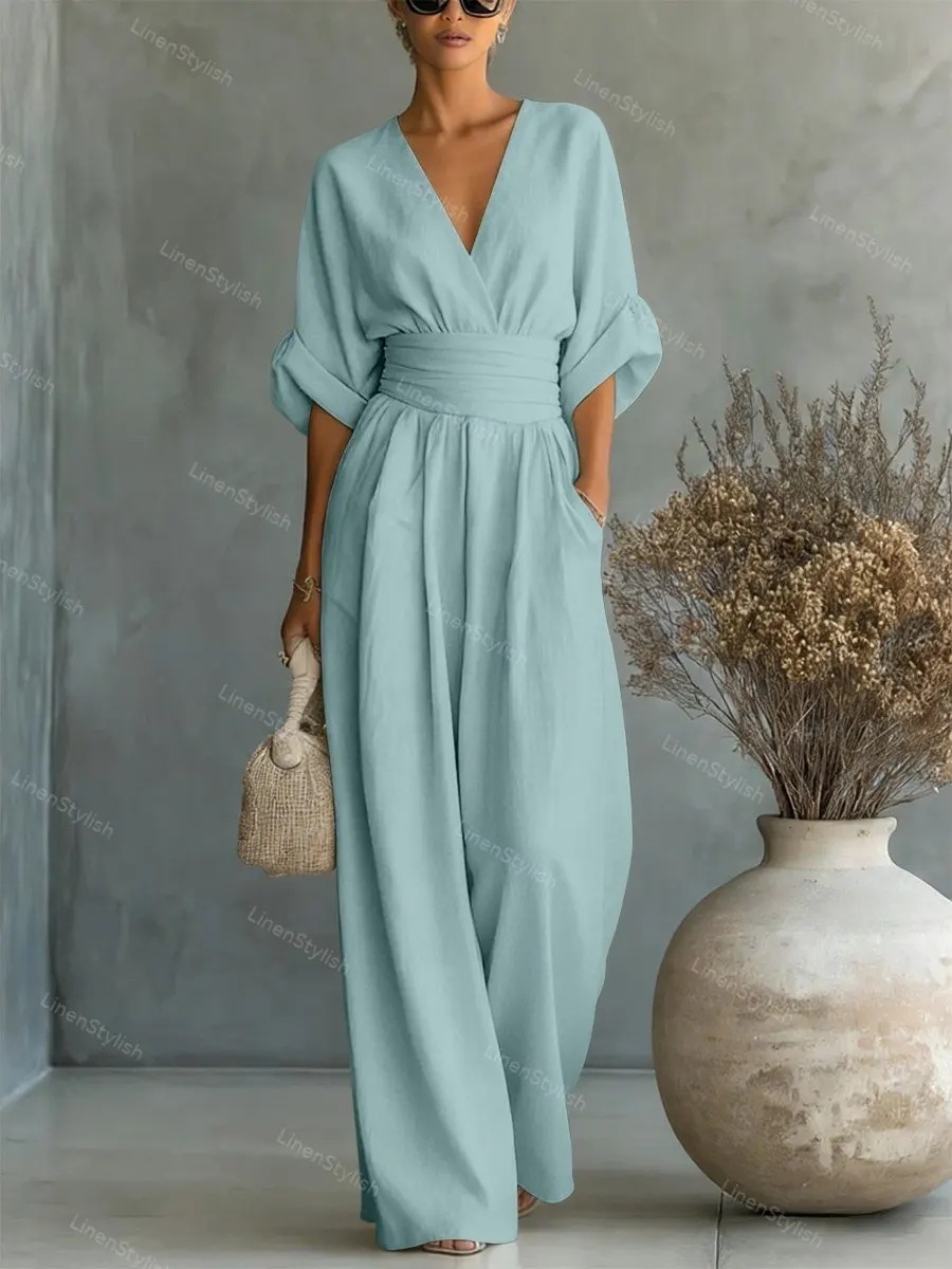 Mono 'Sky Aura' - Enterizo Elegante con Cintura Ajustable y Escote en V - Imagen 9