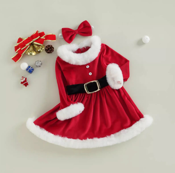 VESTIDO ROJO NAVIDEÑO PARA PRINCESAS. - Imagen 2