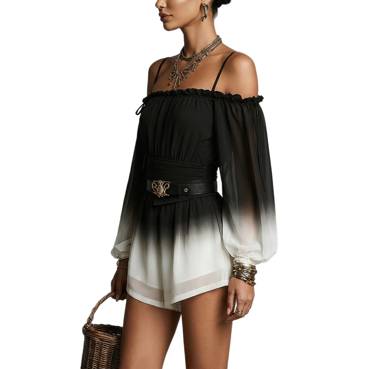 Conjunto 'Ombré Summer' - Mono de Hombros Descubiertos con Cinturón - Imagen 2