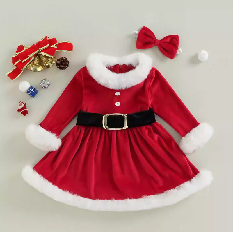 VESTIDO ROJO NAVIDEÑO PARA PRINCESAS.
