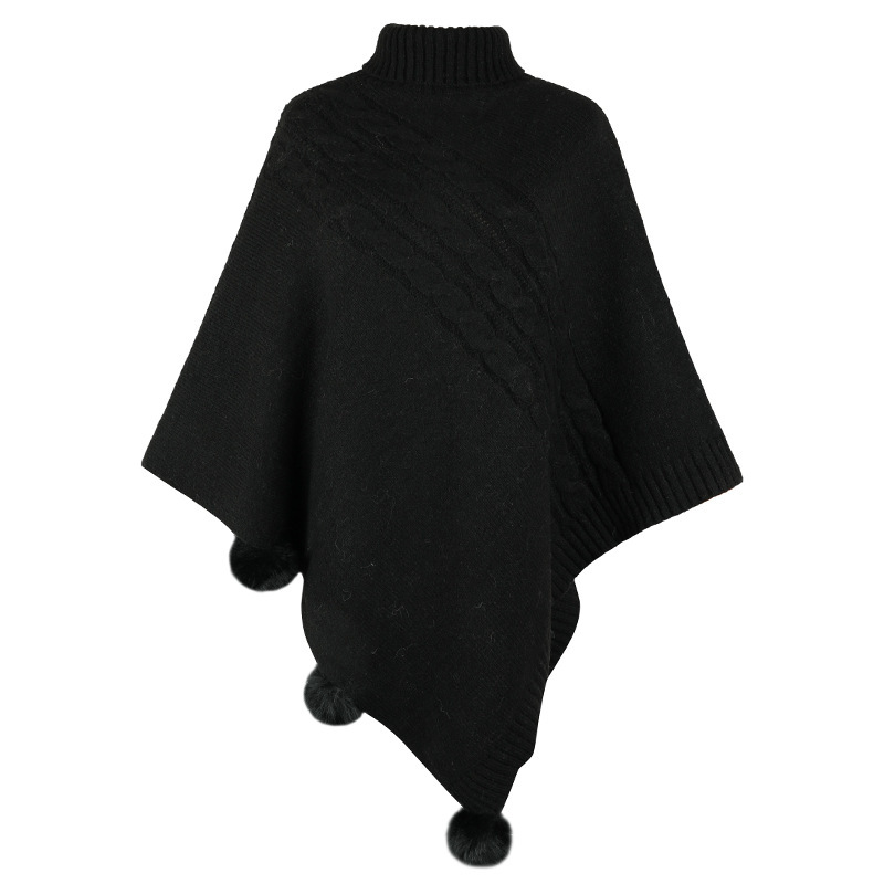 New Autumn Winter European And American-Style Fur-Ball Cloak Shawl For Women - Imagen 2