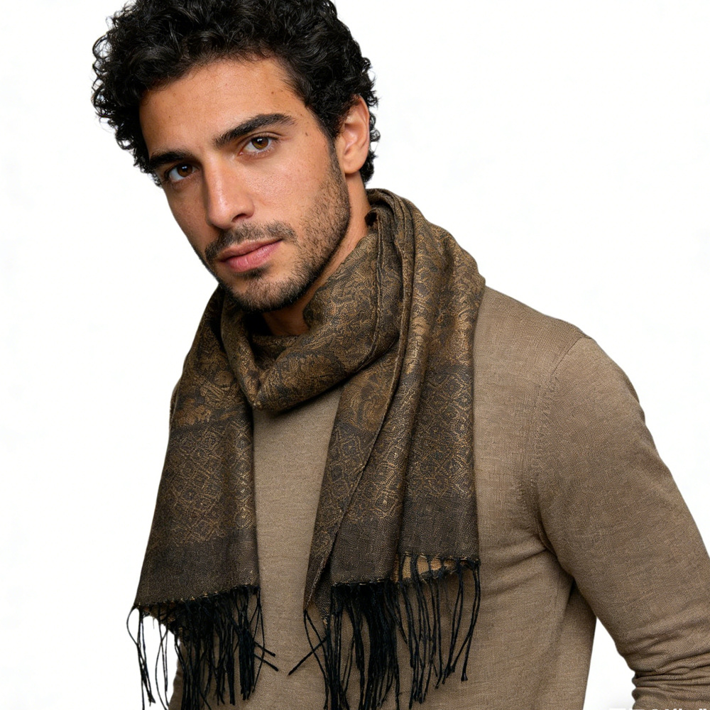 2pcs Tweed Look Sophisticated C Amel Business Casual Scarf ,Luxe Look For Evening Wear,Scarf,vacation,daily Life,evening Party,Office Appropriate Subtlety For Women Men - Imagen 5