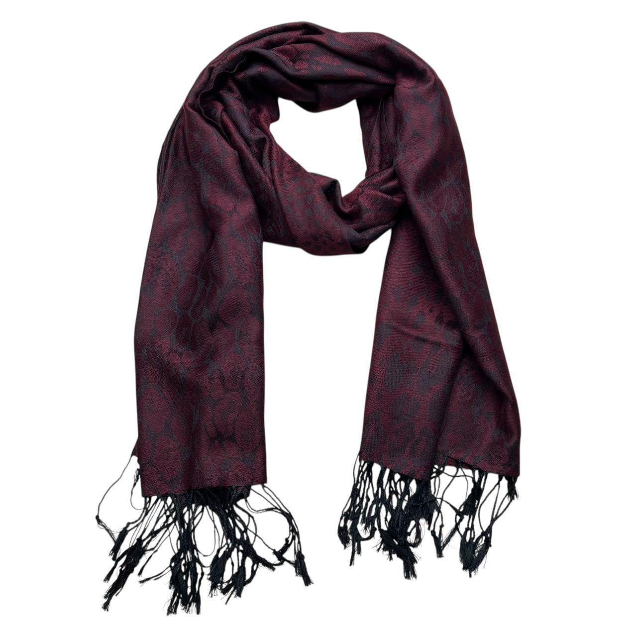 2pcs Floral Romantic Jacquard Florals On Vivid Magenta Long Scarf ,Luxe Look For Evening Wear,Scarf,vacation,daily Life,evening Party,Office Appropriate Subtlety For Women Men - Imagen 2