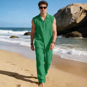 Conjunto Playero de Camiseta de Tirantes y Pantalón Largo para Hombre