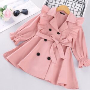 Chaqueta de Abrigo Elegante Tipo Gabardina con Lazo para Niña