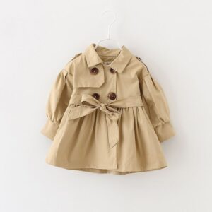 Gabardina Elegante Cortavientos con Cinturón para Niña