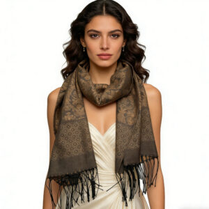 2pcs Tweed Look Sophisticated C Amel Business Casual Scarf  ,Luxe Look For Evening Wear,Scarf,vacation,daily Life,evening Party,Office Appropriate Subtlety For Women Men