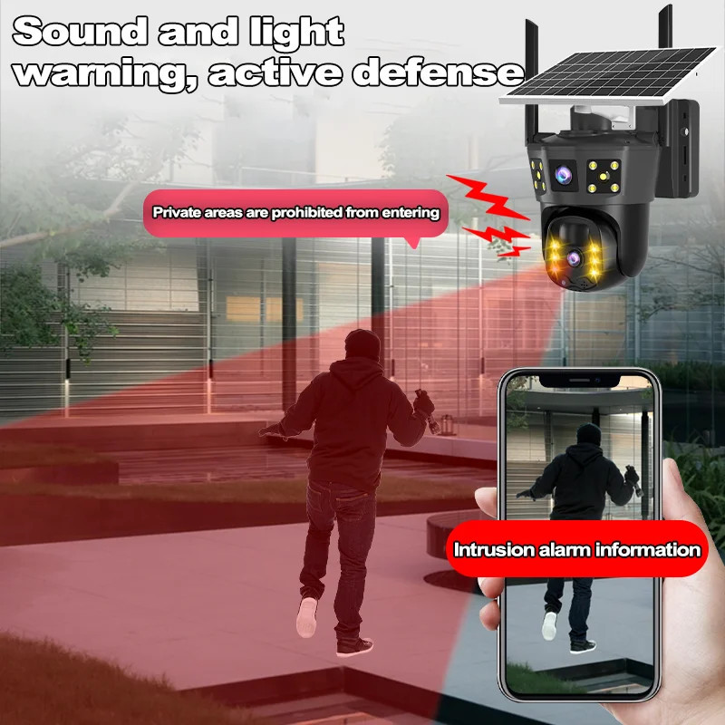 3 Screens Wireless Security Camera Wifi Solar Powered Voice PIR Cctv Outdoor UK - Imagen 2