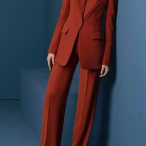 Traje Sastre Estructurado de Blazer y Pantalón para Mujer (Rojo Terracota)