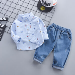 Conjunto Casual de Camisa y Pantalón Vaquero para Niño