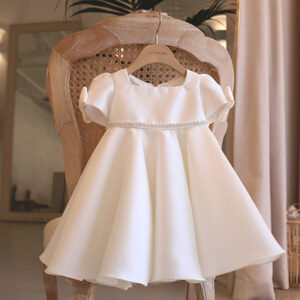 Vestido de Gala Tipo Princesa con Tul para Niña (Blanco)