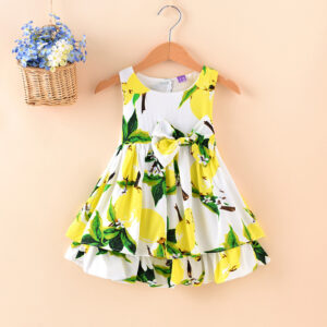 Vestido de Verano de Princesa con Estampado de Limones para Niña