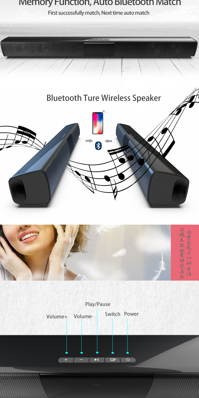 Home Theater Sound System Bluetooth Speaker Computer - Imagen 8