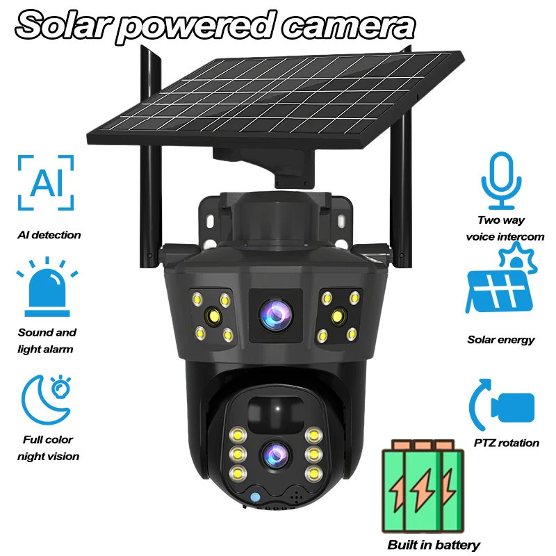 3 Screens Wireless Security Camera Wifi Solar Powered Voice PIR Cctv Outdoor UK - Imagen 3