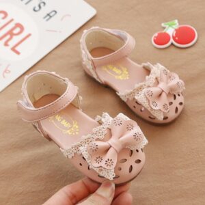 Sandalias de Punto Suave con Lazo para Bebé Niña