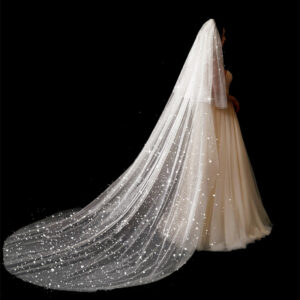 Velo de Novia Catedral Extra Largo con Encaje Floral Premium