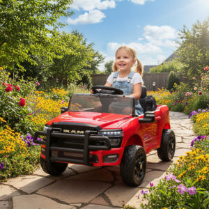 Camioneta Eléctrica Dodge RAM 3500 para Niños con Doble Motor (Roja)