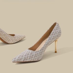 Zapatos Stiletto con Brillo Elegante y Estilo Francés Retro