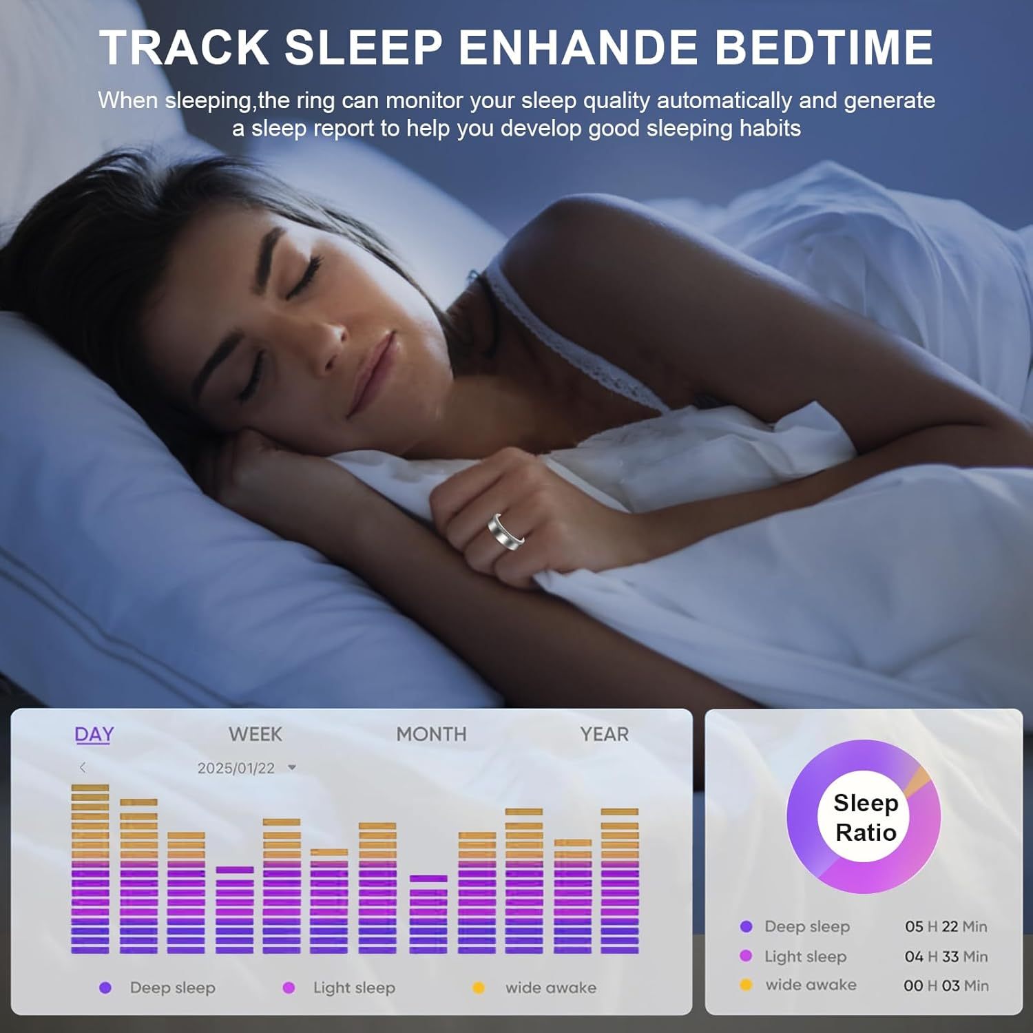 Smart Ring For Women Luxury Elegant Diamond Ring With Visible Tech Core Heart Rate Sleep Tracker Fitness Health Monitor IP68 Waterproof Compatible - Imagen 2