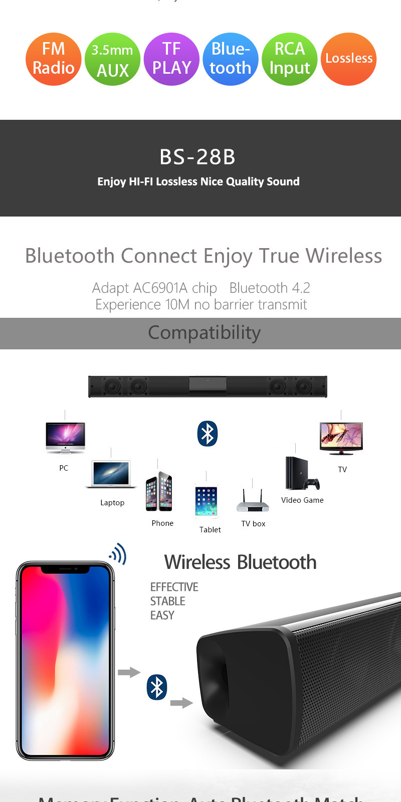 Home Theater Sound System Bluetooth Speaker Computer - Imagen 4