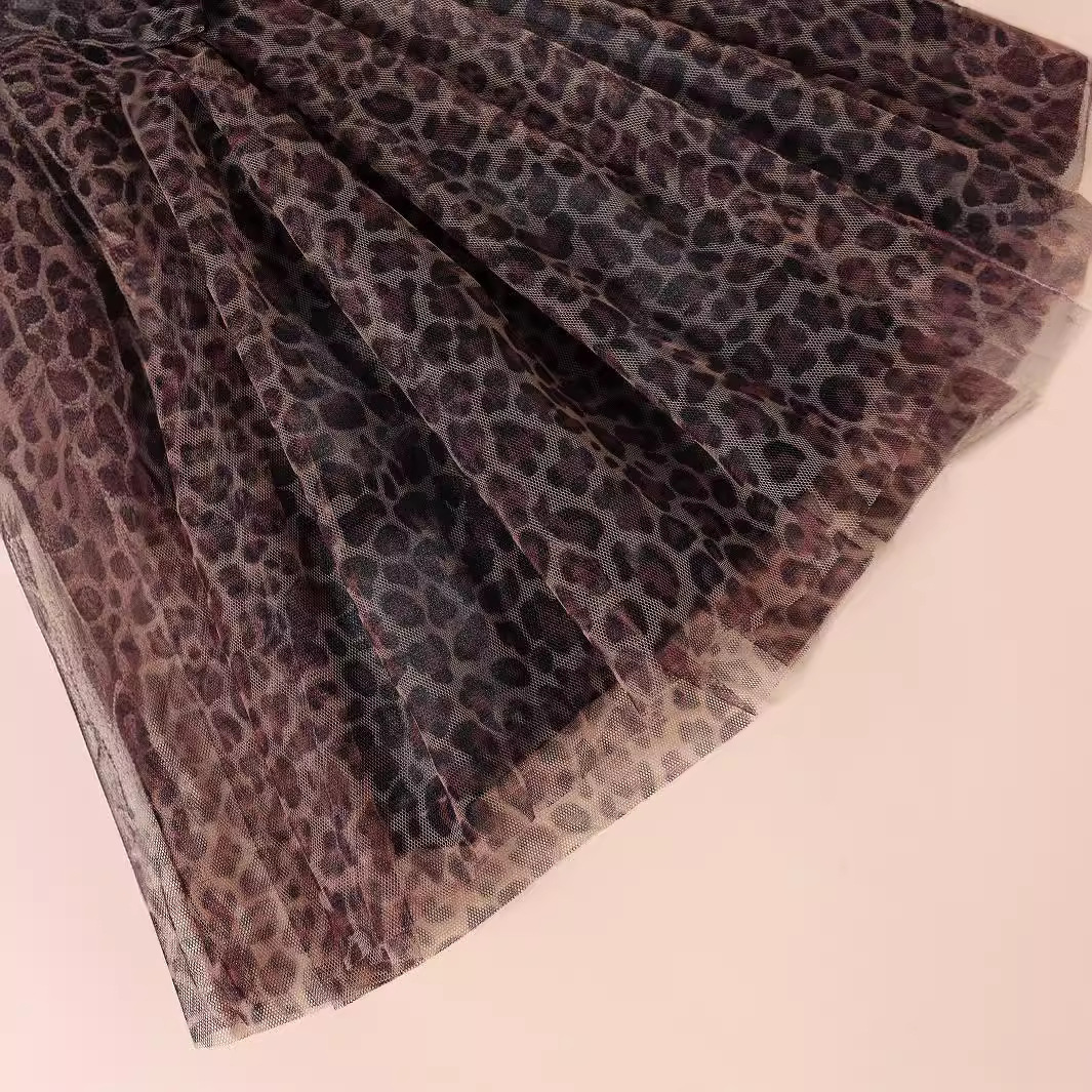 Vestido Combinado con Lazo y Falda de Leopardo para Niña - Imagen 3