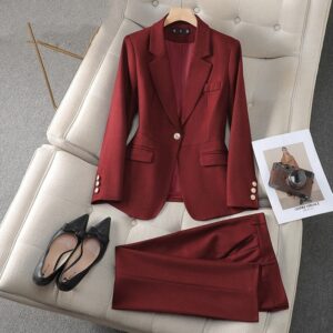 Traje Formal de Chaqueta Blazer Larga y Pantalón para Mujer
