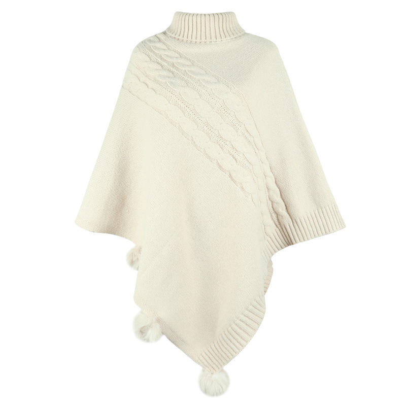 New Autumn Winter European And American-Style Fur-Ball Cloak Shawl For Women - Imagen 5