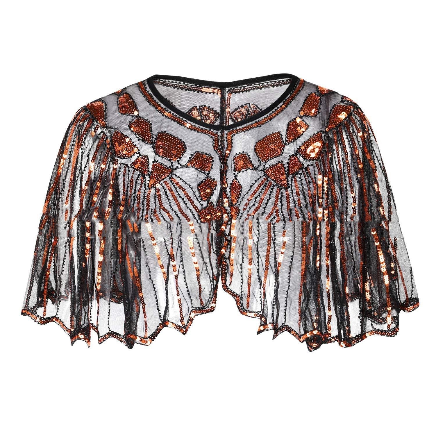 Mesh With Sequins Short Cape Evening Dress Party Dinner Cheongsam Outerwear Cross-border - Imagen 3