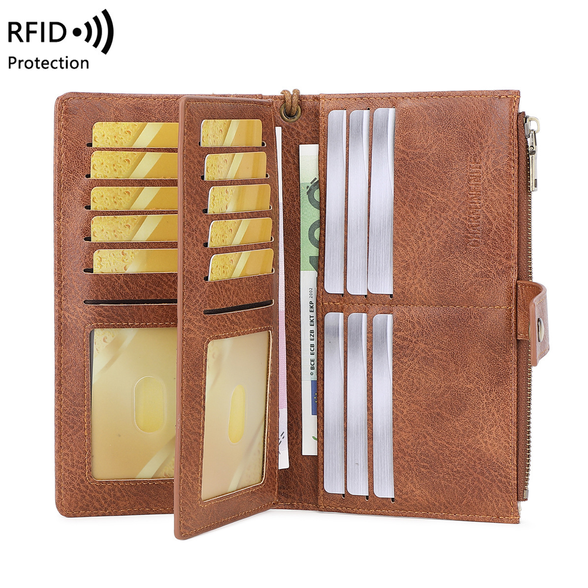 Anti-magnetic Womens Multi-Card Trifold Long Fashion Wallet - Imagen 8