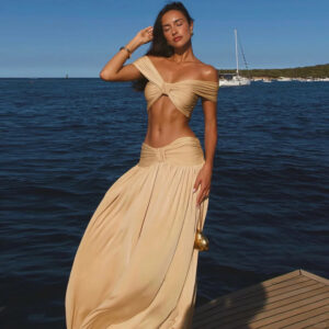 Conjunto Playero de Crop Top y Falda Larga para Mujer
