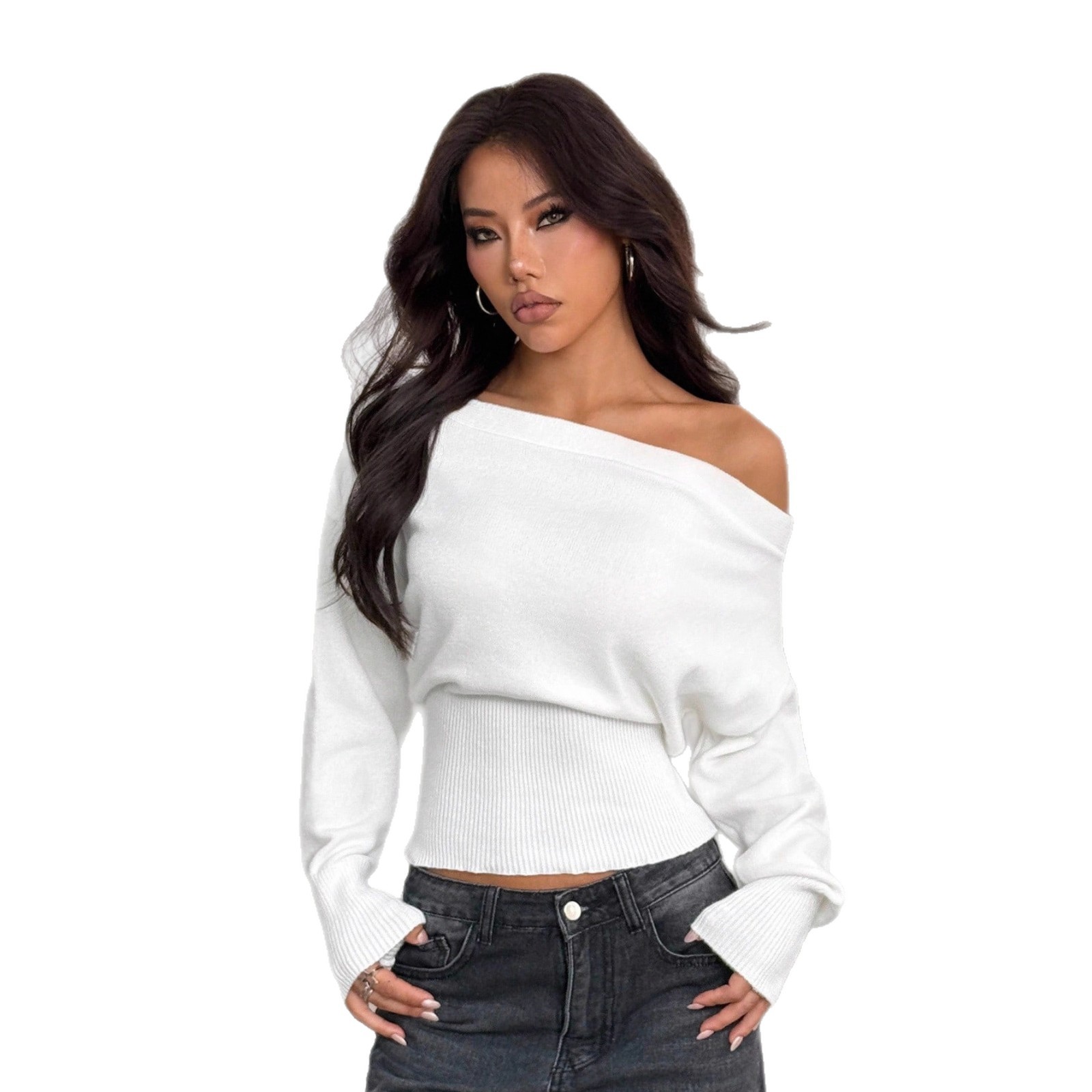 New Fallwinter Relaxed-fit Off-shoulder Style With A Laid-back Vibe - Imagen 6