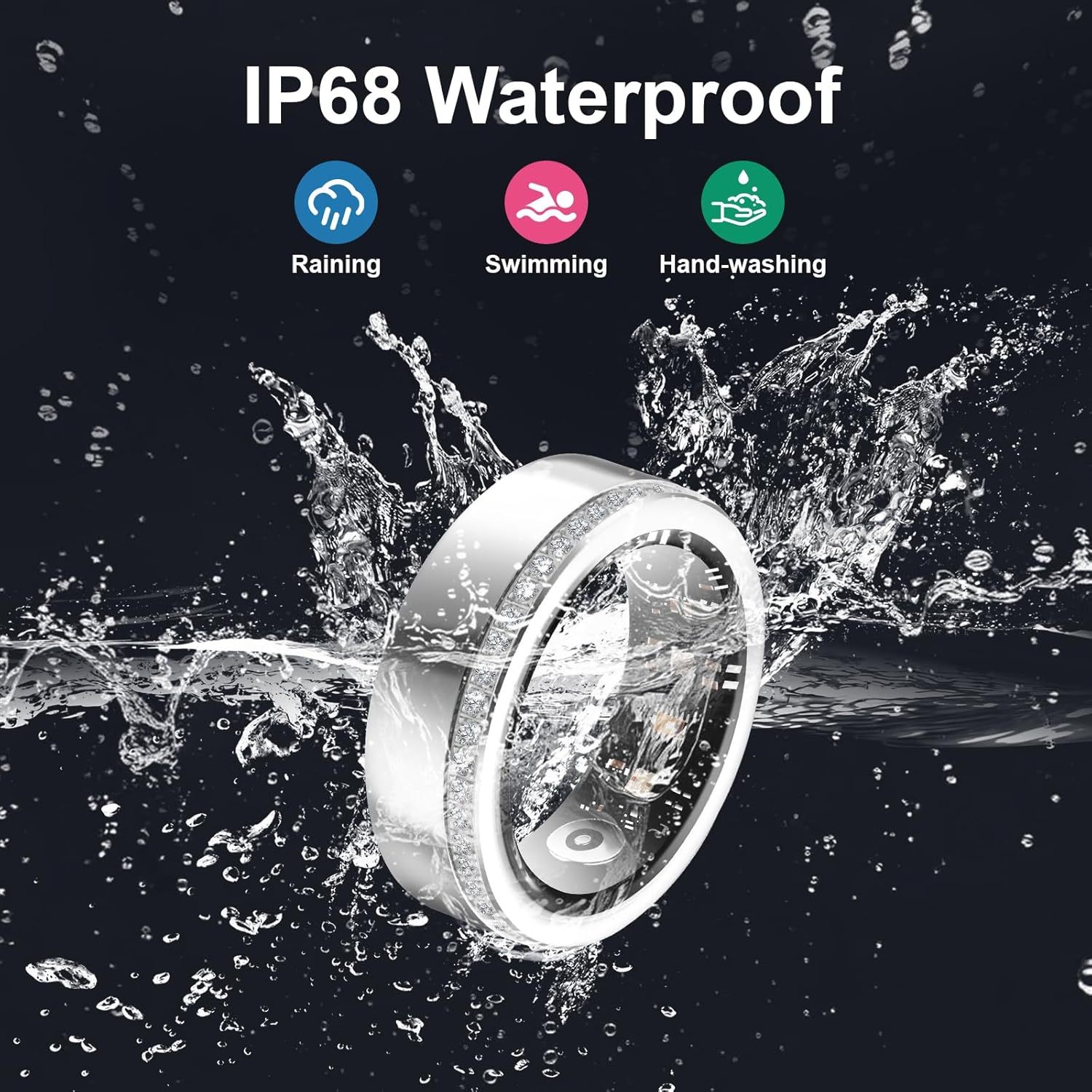 Smart Ring For Women Luxury Elegant Diamond Ring With Visible Tech Core Heart Rate Sleep Tracker Fitness Health Monitor IP68 Waterproof Compatible - Imagen 8
