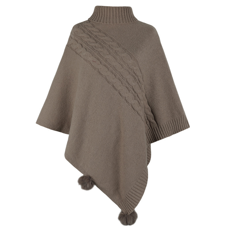New Autumn Winter European And American-Style Fur-Ball Cloak Shawl For Women - Imagen 6