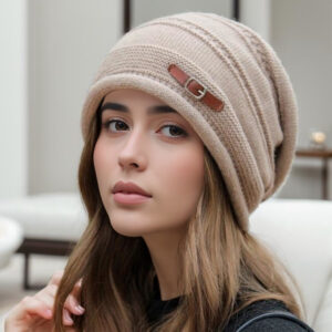 Gorro de Lana Trenzada y Punto para Otoño e Invierno