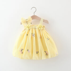 Vestido de Tirantes con Estampado de Girasoles para Niña