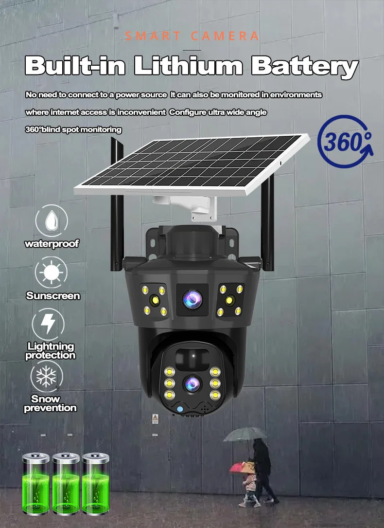 3 Screens Wireless Security Camera Wifi Solar Powered Voice PIR Cctv Outdoor UK - Imagen 4