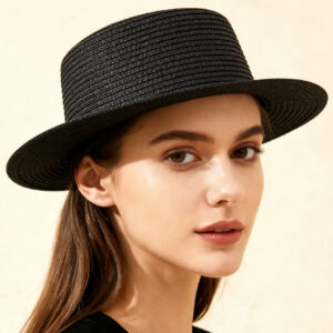 Sombrero de Sol Estilo Pescador Elegante para Mujer (Negro)