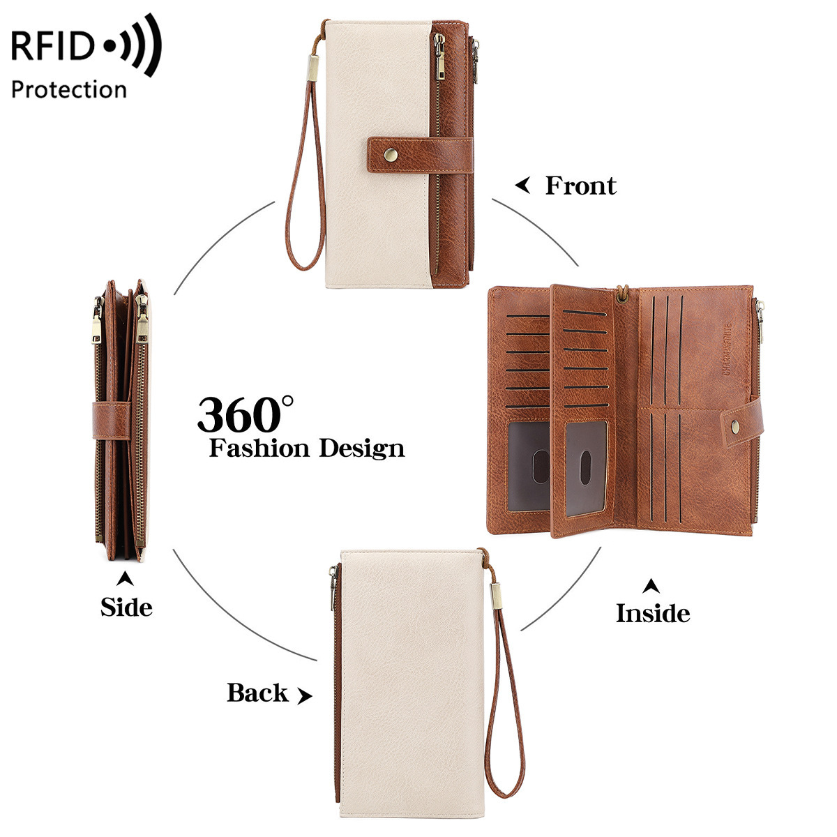 Anti-magnetic Womens Multi-Card Trifold Long Fashion Wallet - Imagen 10