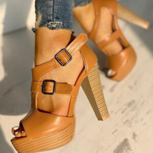 Sandalias de Tacón Ancho con Hebillas y Diseño Confort