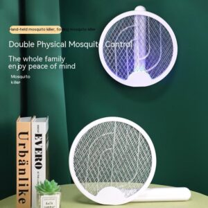 Raqueta Matamosquitos Eléctrica 3 en 1 Plegable con Luz UV y Batería Recargable